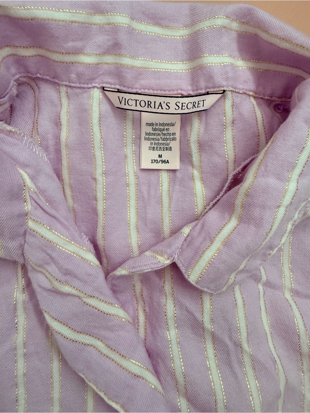 Victoria's Secret Lavender and White Striped Lounge Top and bottom - Picture 2 of 6